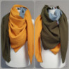 XXL Halstuch Musselin Khaki - Rauchblau - Senf