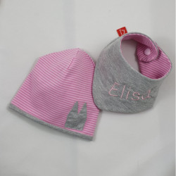 Set aus Wendebeanie und Wendehalstuch mit Kölner Dom und Wunschname